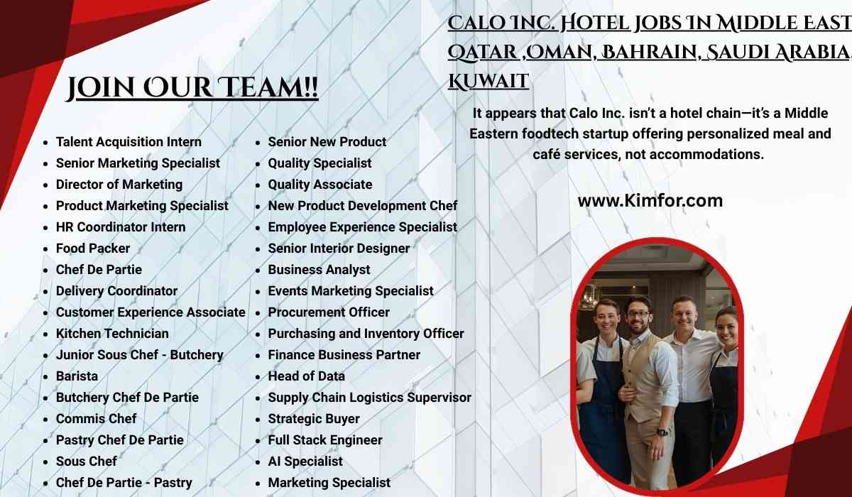 Calo Inc. Hotel Jobs In Middle East (Qatar Oman Bahrain, Saudi Arabia, Kuwait)